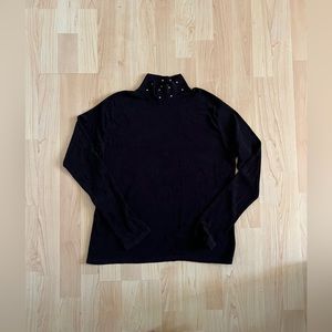 Vintage Black Rhinestone mock neck